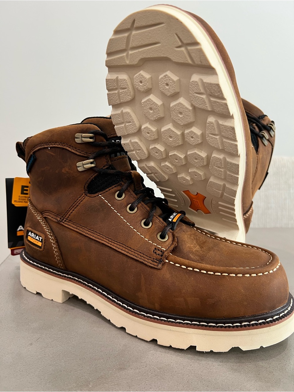Ariat Brown Electrical hazard Work Boots 6” - Men’s size 9EE wide